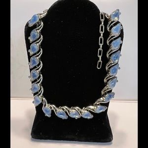 Vintage Schrager Signed Art Glass Crystal Necklace